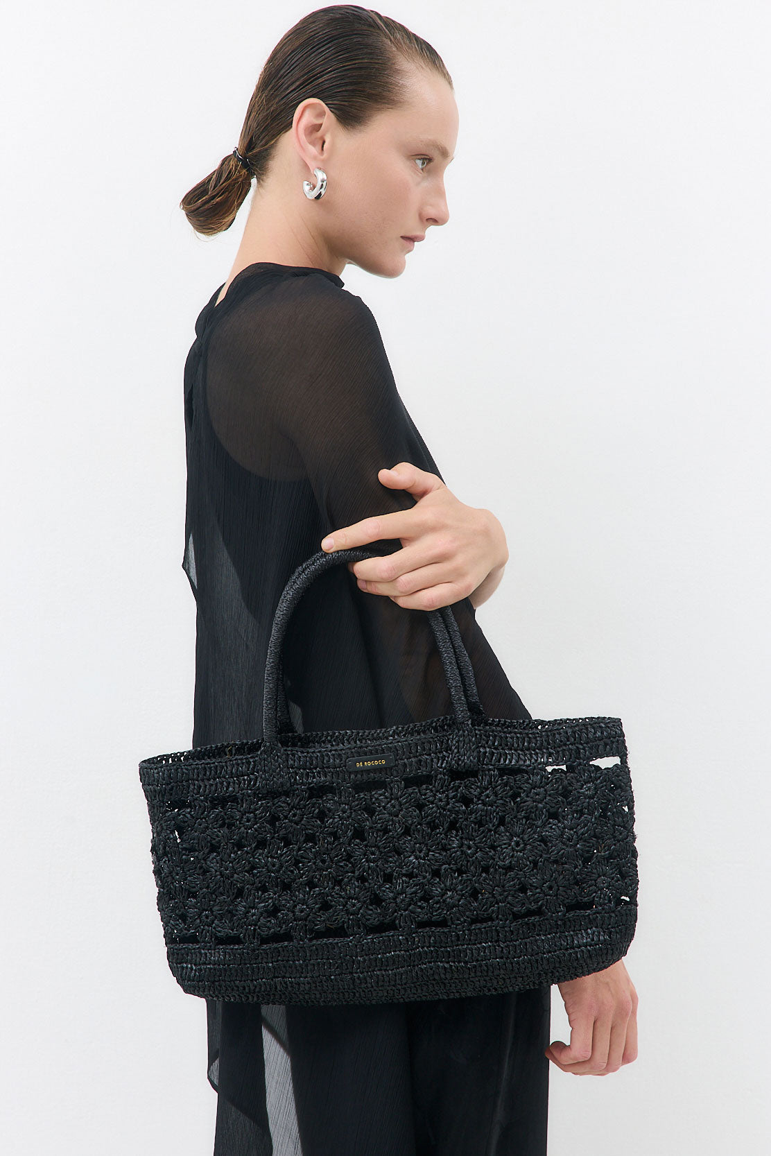 Raffia Crochet Floral Bag