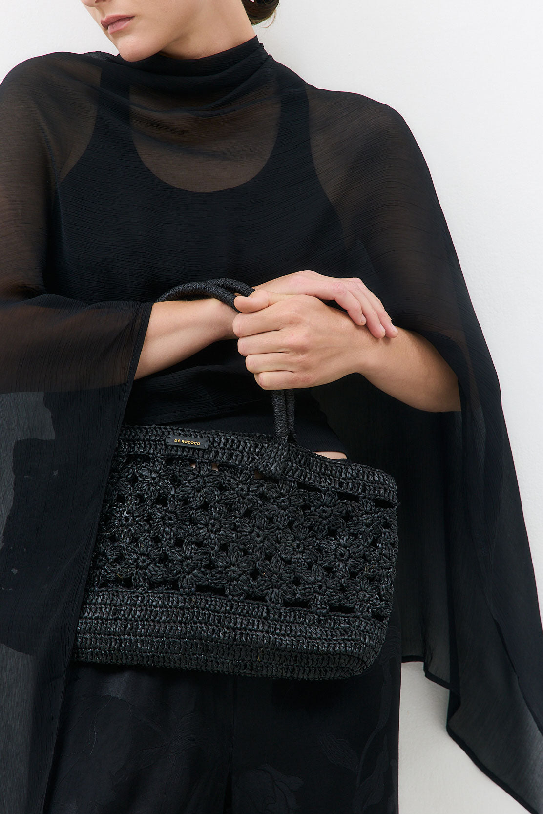 Raffia Crochet Floral Bag