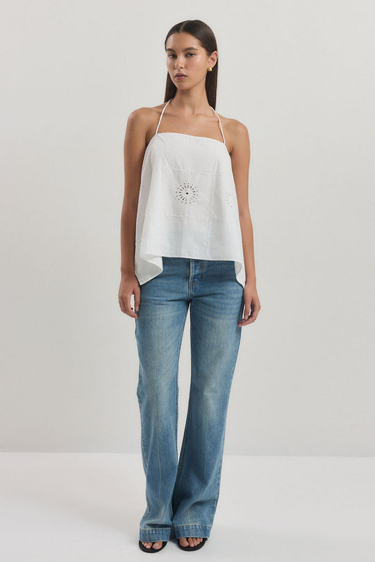 Backless Embroidered Tie Top