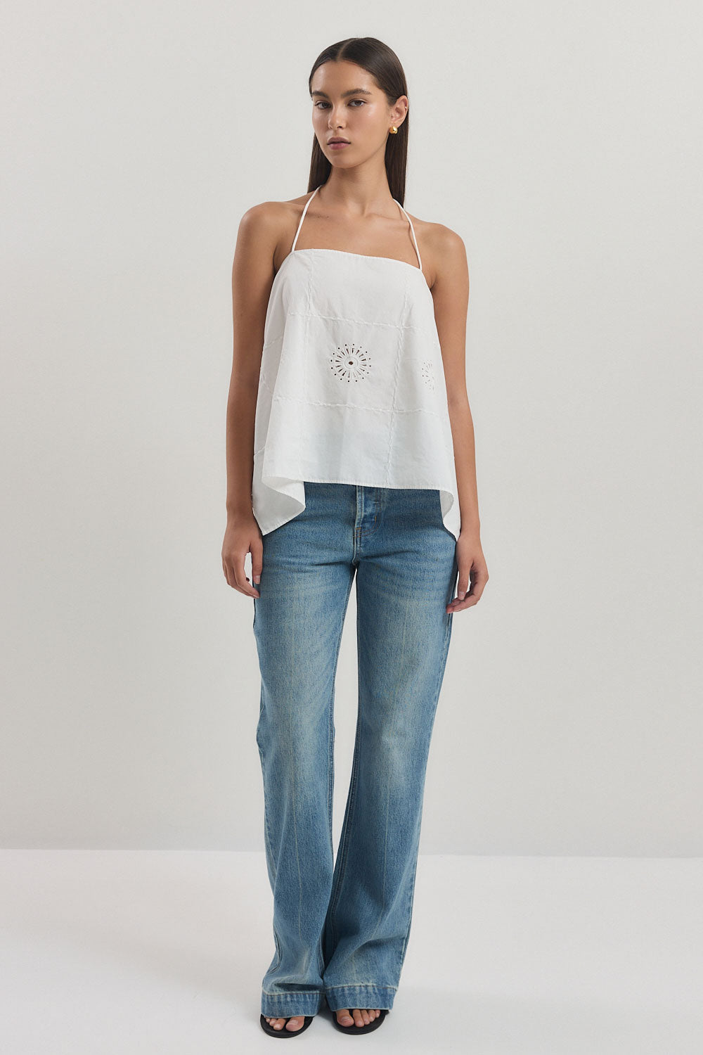 Backless Embroidered Tie Top
