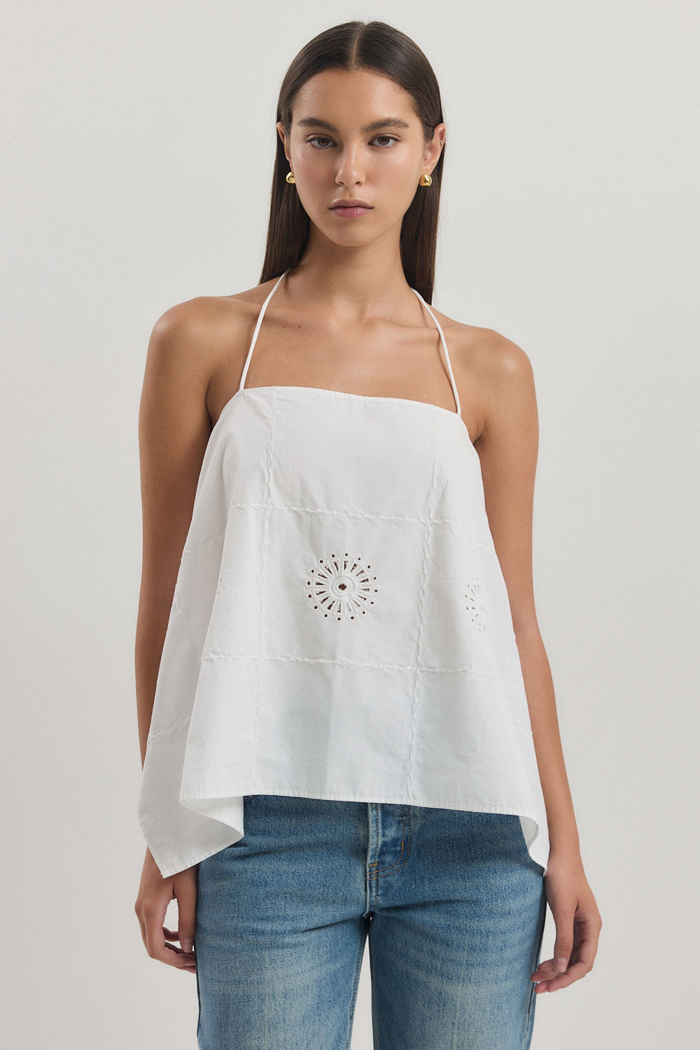 Backless Embroidered Tie Top