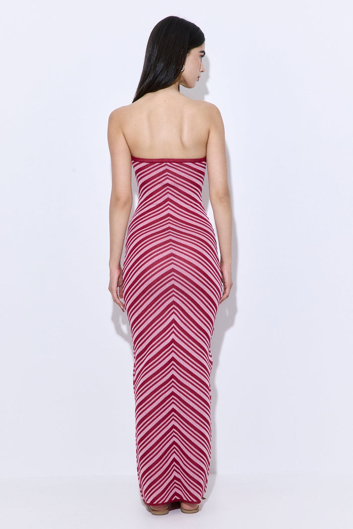 Pattern Knitted Strapless Dress