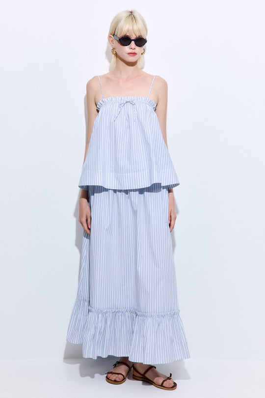 Ruffled Poplin Maxi Skirt