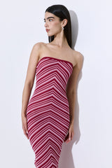 Pattern Knitted Strapless Dress