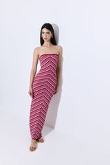 Pattern Knitted Strapless Dress