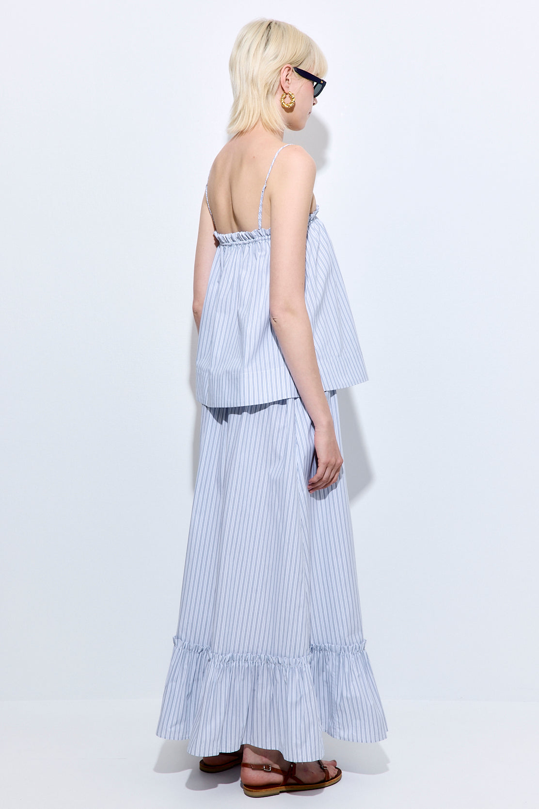 Ruffled Poplin Maxi Skirt