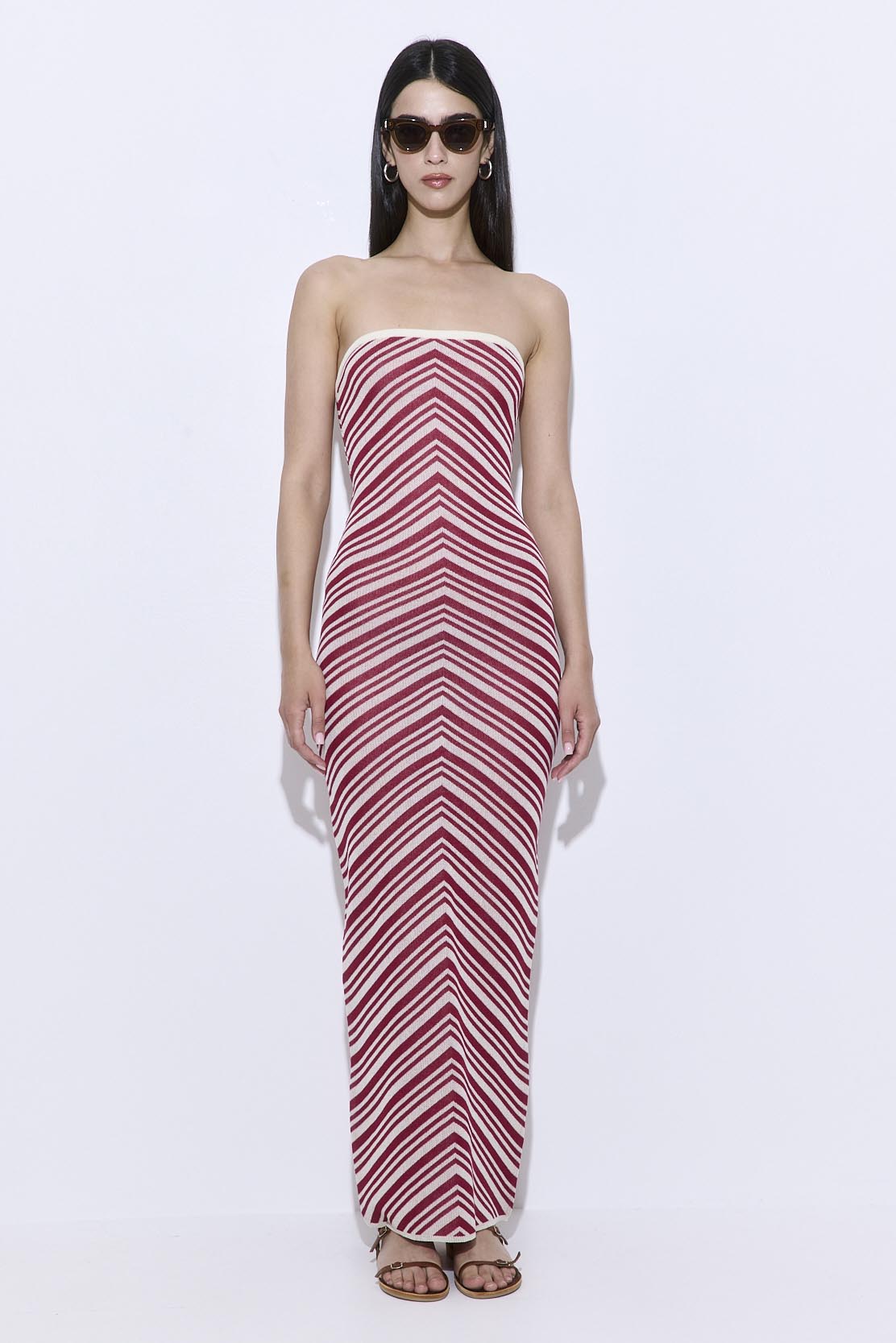 Pattern Knitted Strapless Dress