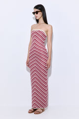 Pattern Knitted Strapless Dress