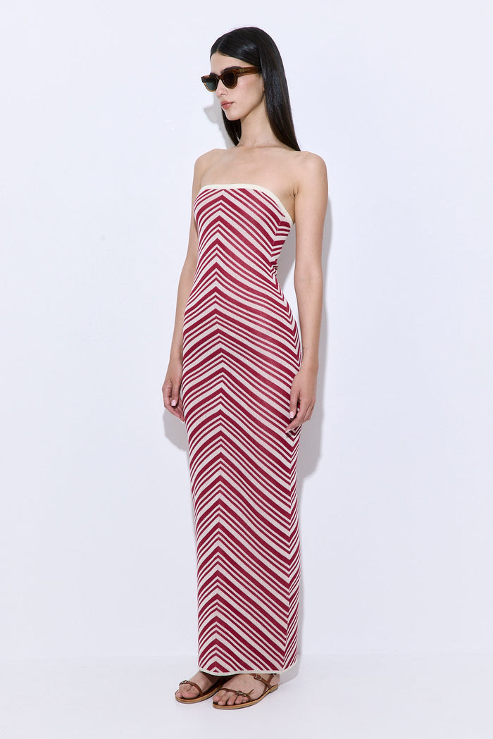 Pattern Knitted Strapless Dress