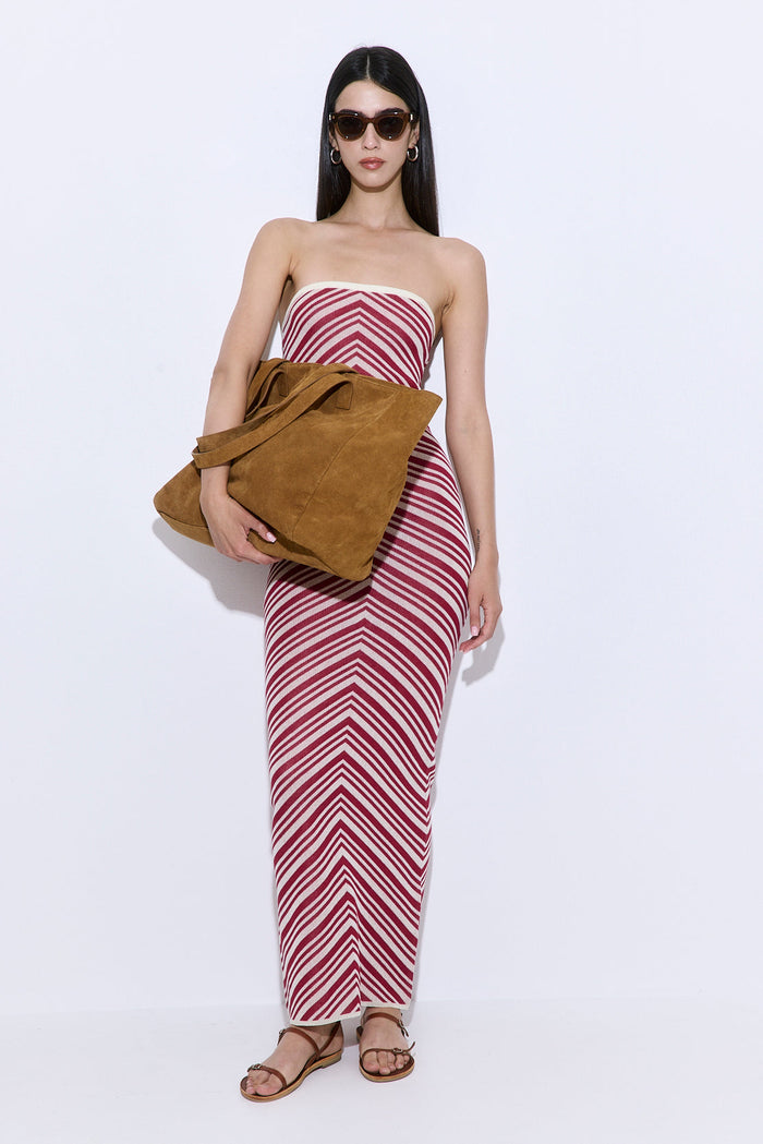 Pattern Knitted Strapless Dress