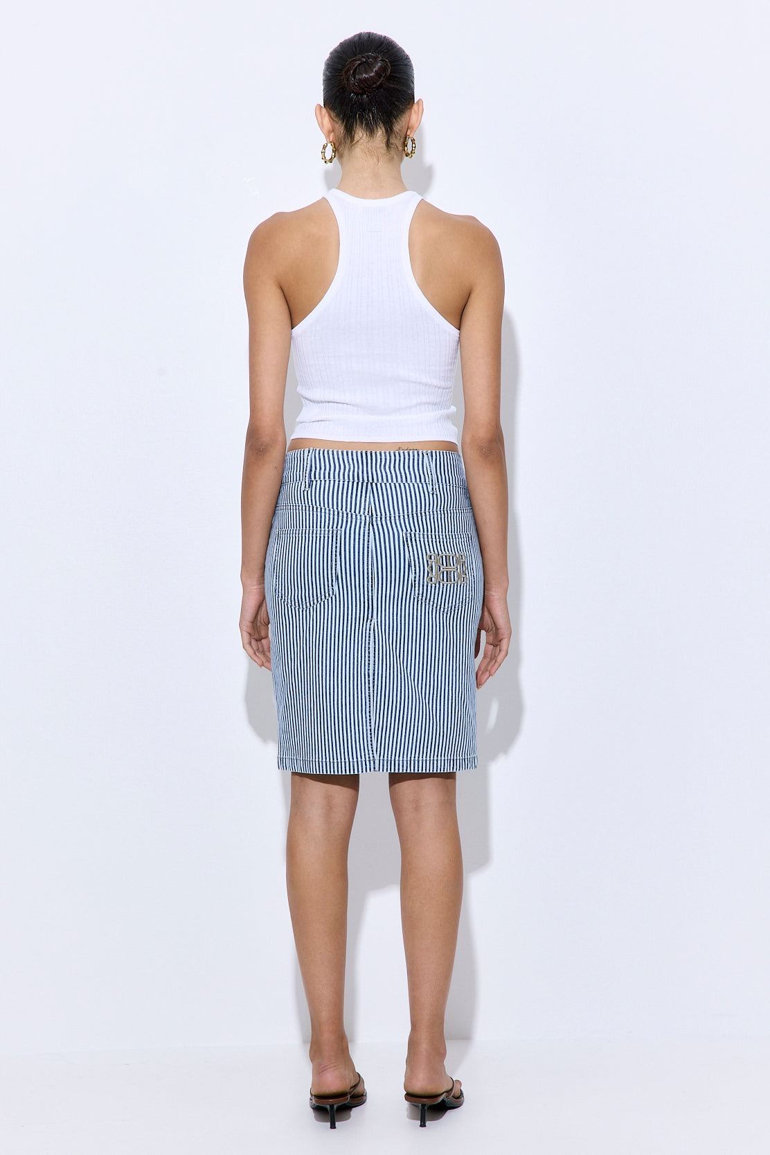 Drill Cotton Midi Skirt