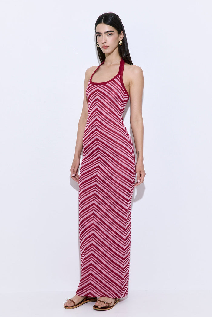 Pattern Knitted Halter Neck Dress