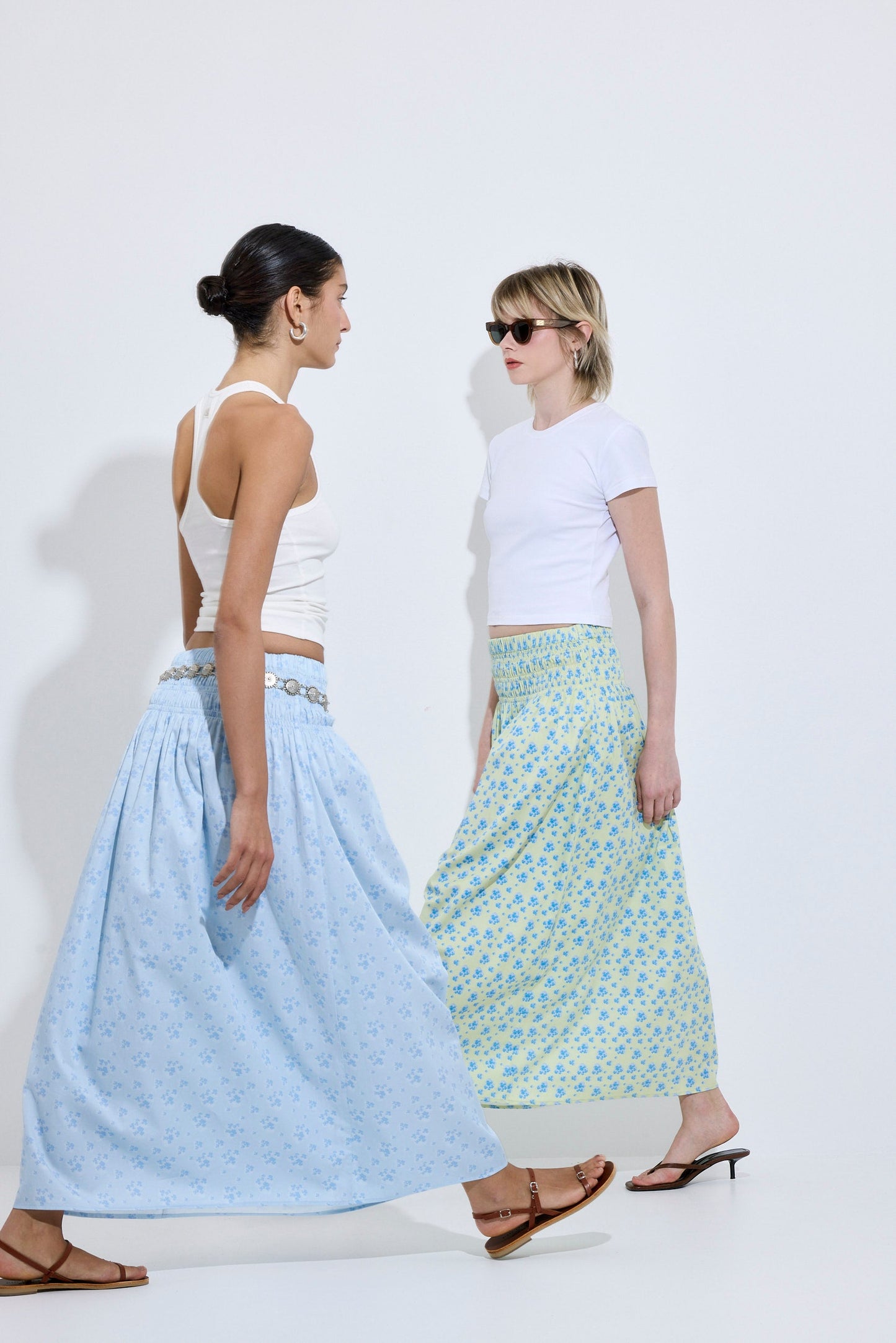 Shirred Waist Maxi Skirt