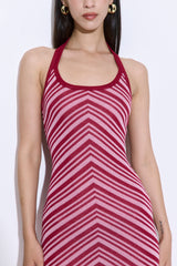 Pattern Knitted Halter Neck Dress