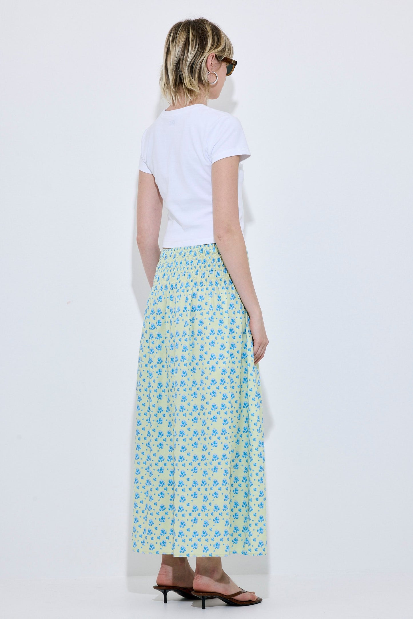 Shirred Waist Maxi Skirt