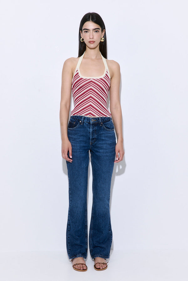 Pattern Knitted Halter Neck Top