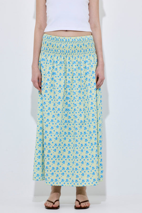 Shirred Waist Maxi Skirt