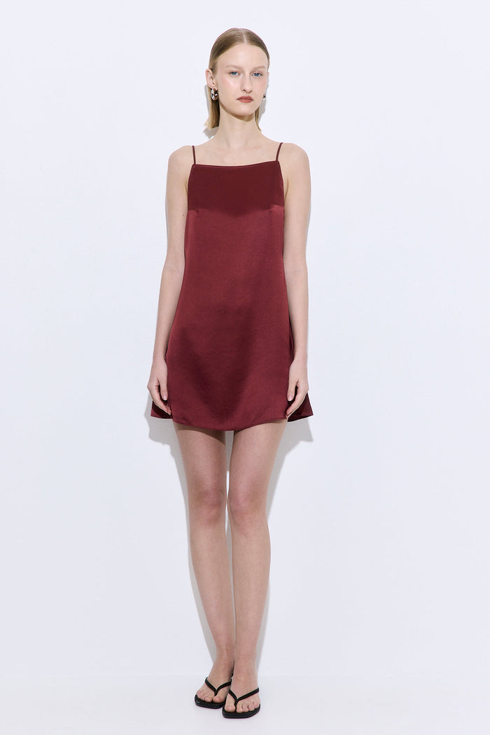 Satin Squared Neck Mini Dress