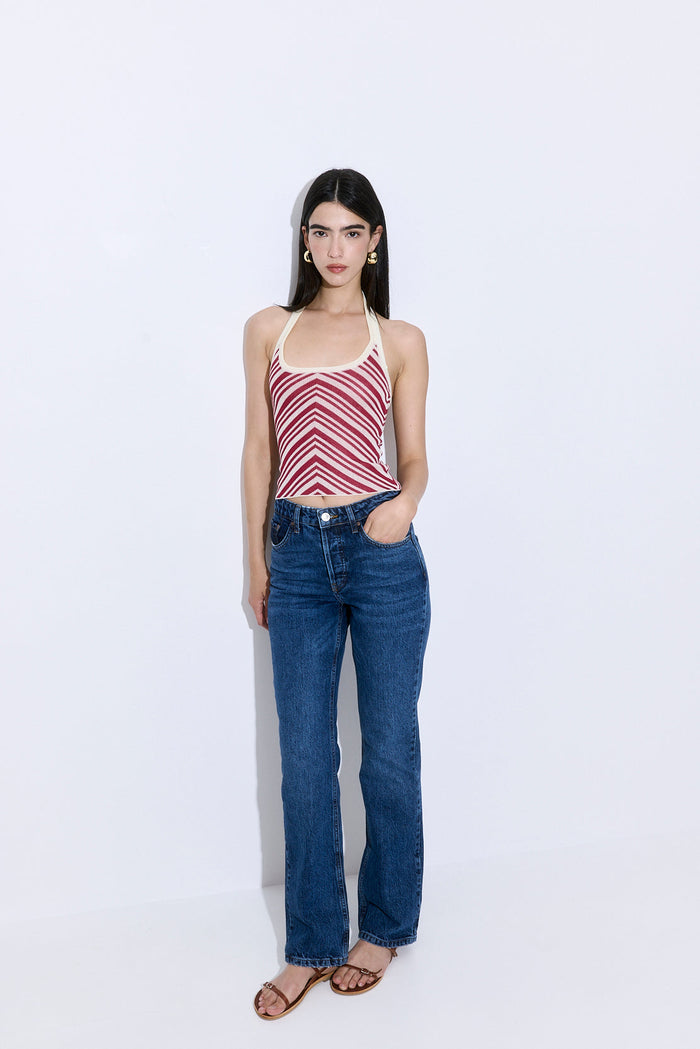 Pattern Knitted Halter Neck Top