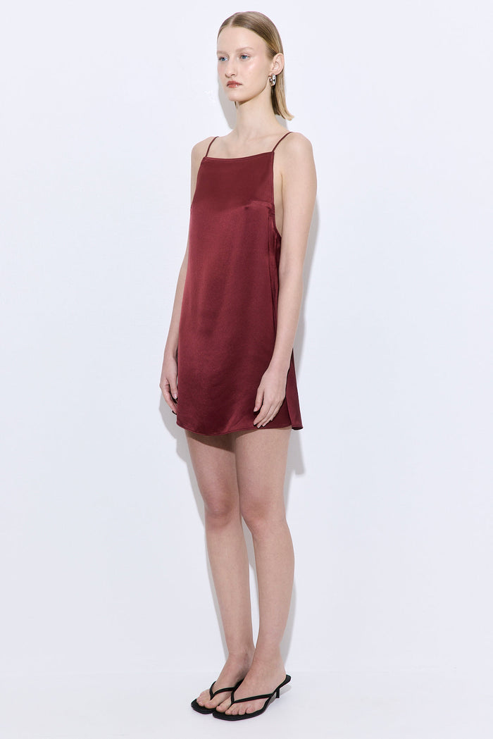 Satin Squared Neck Mini Dress