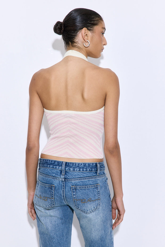 Pattern Knitted Halter Neck Top