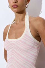 Pattern Knitted Halter Neck Top