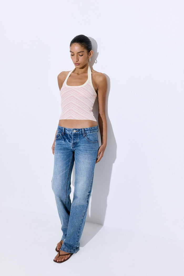 Pattern Knitted Halter Neck Top