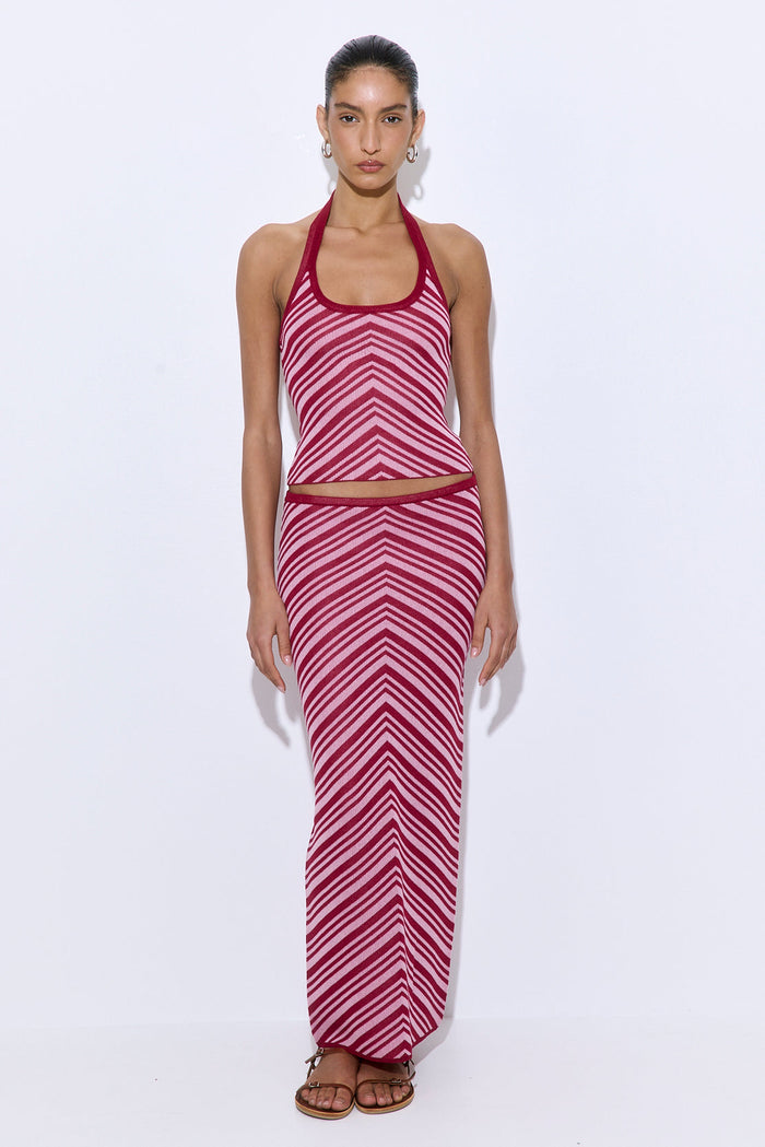 Pattern Knitted Halter Neck Top