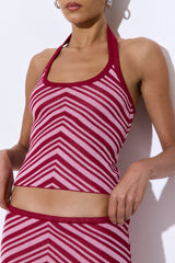 Pattern Knitted Halter Neck Top