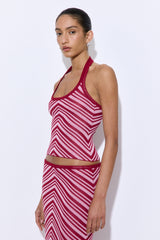 Pattern Knitted Halter Neck Top