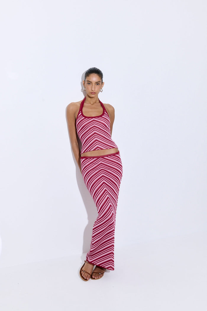 Pattern Knitted Halter Neck Top