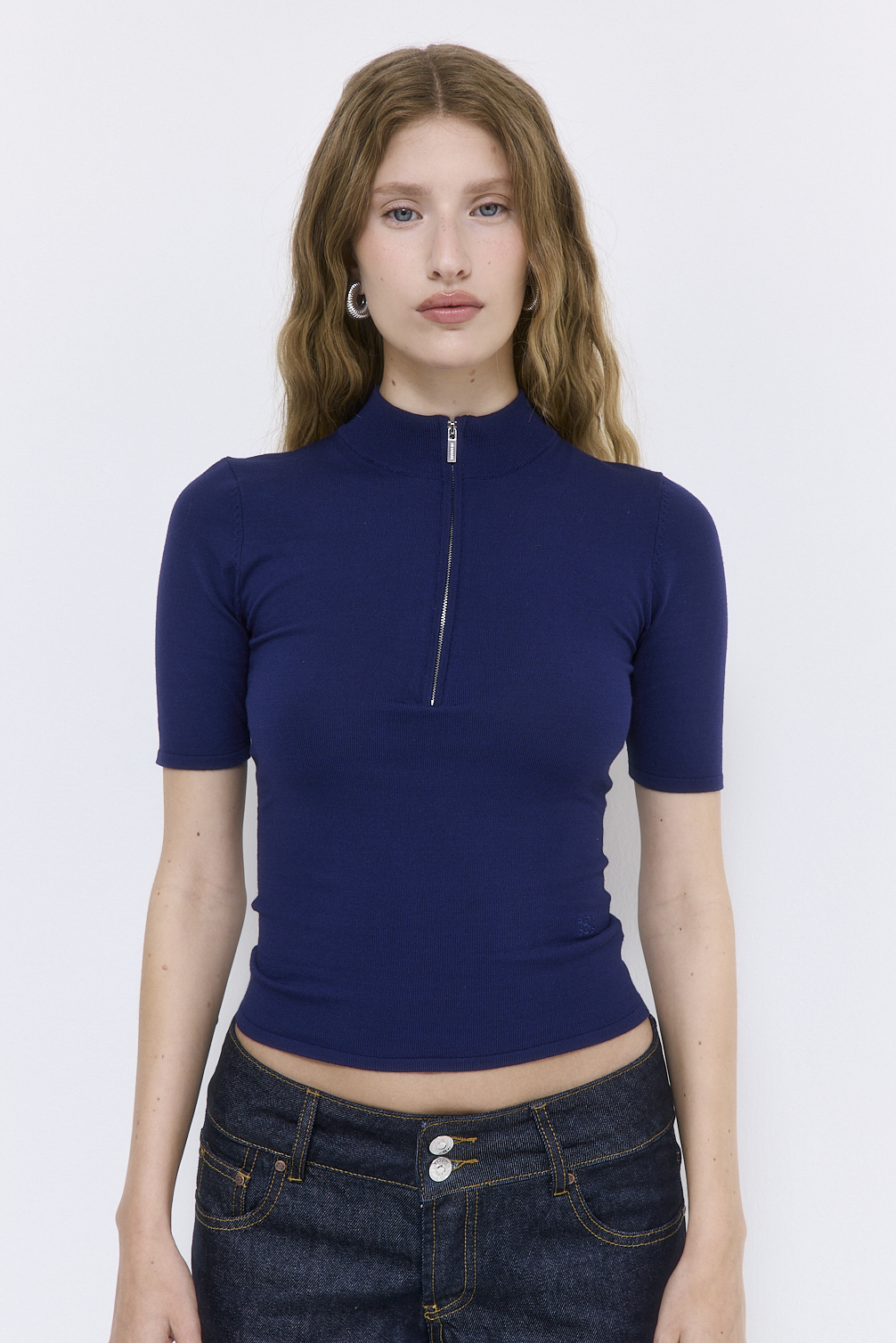 Mid Sleeved Zipper Knit