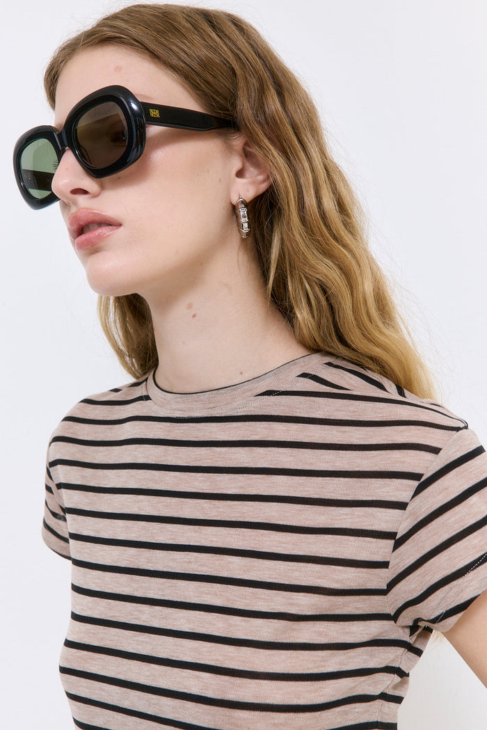 Striped Cup Sleeve Tee