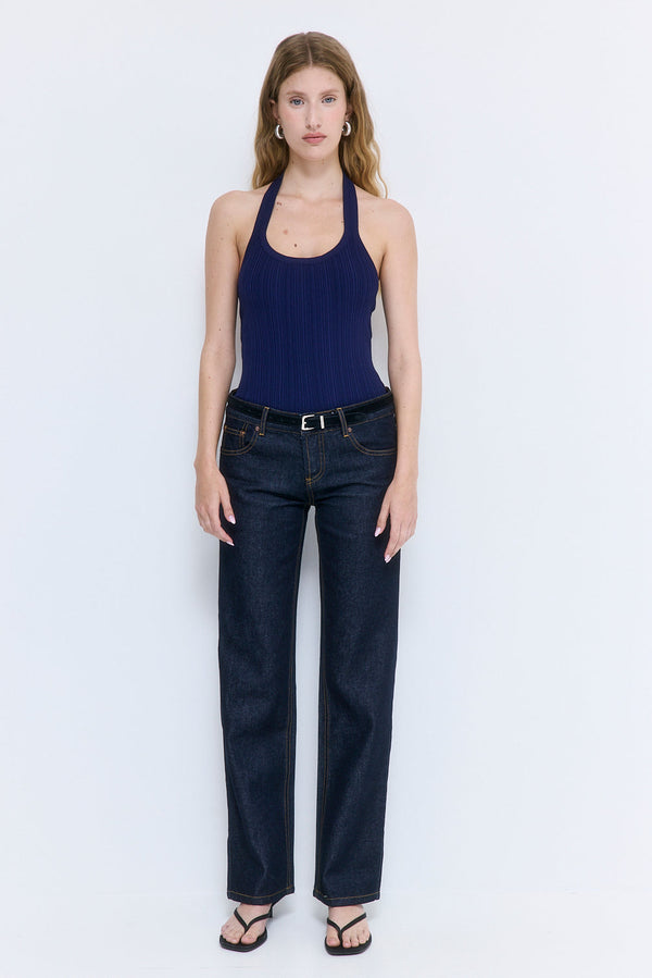 Ribbed Halter Neck Tank Top