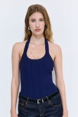 Ribbed Halter Neck Tank Top