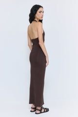 Ribbed Halter Neck Maxi Dress