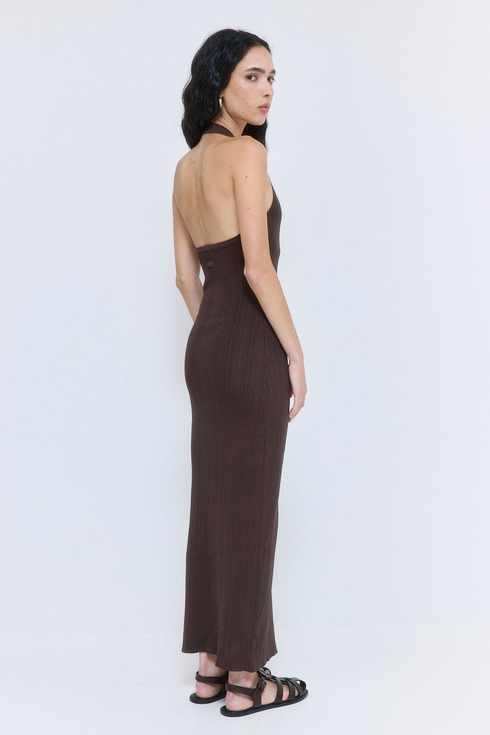 Ribbed Halter Neck Maxi Dress