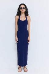 Ribbed Halter Neck Maxi Dress