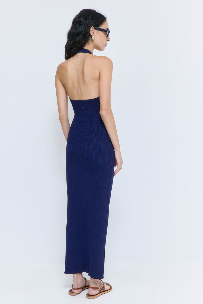 Ribbed Halter Neck Maxi Dress