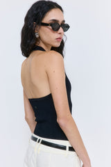 Ribbed Halter Neck Tank Top