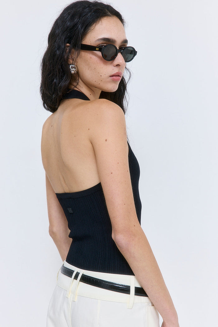Ribbed Halter Neck Tank Top