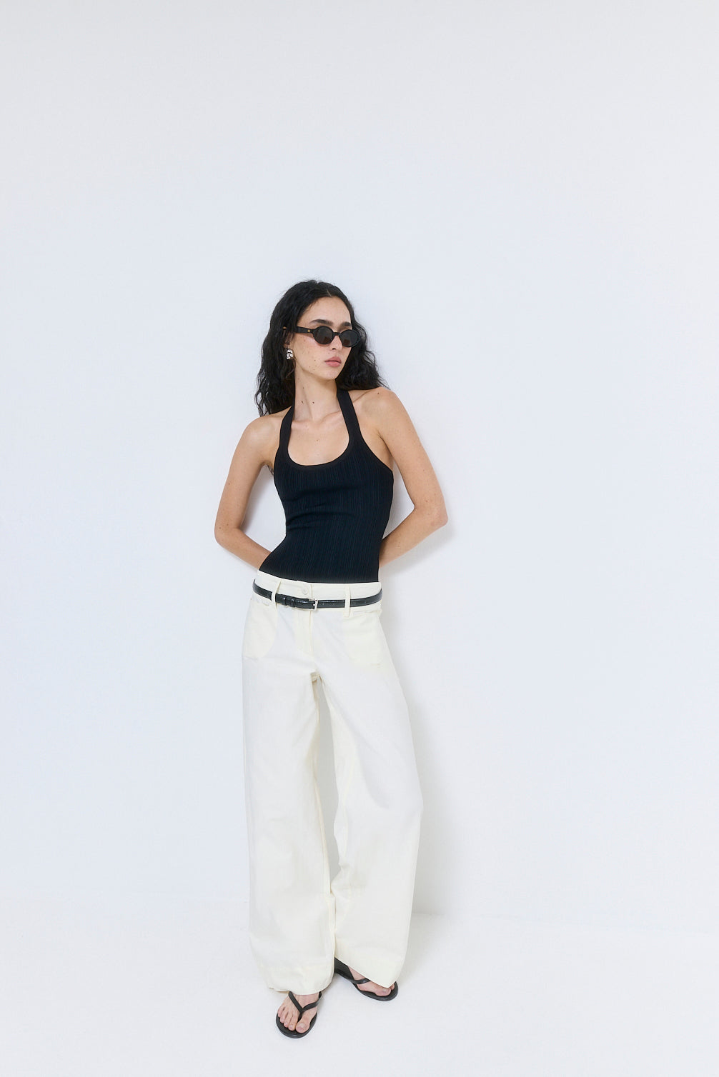Ribbed Halter Neck Tank Top
