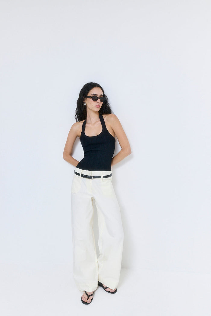 Ribbed Halter Neck Tank Top
