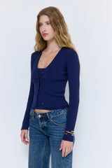 Ribbed V Neck Cardigan