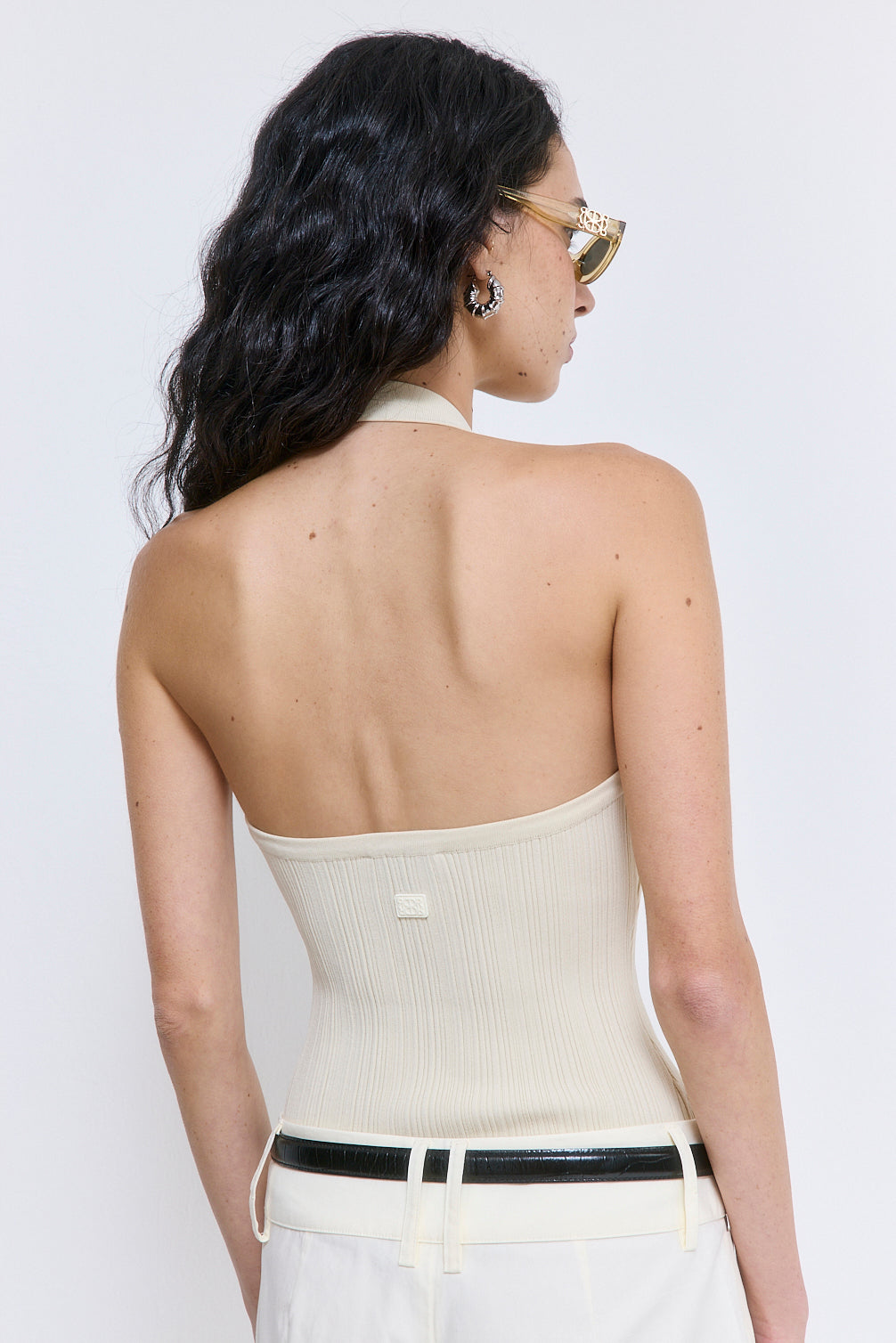 Ribbed Halter Neck Tank Top