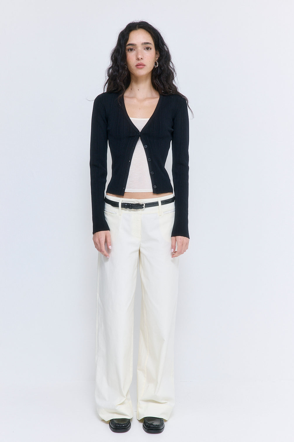 Ribbed V Neck Cardigan