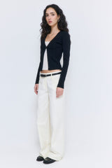Ribbed V Neck Cardigan