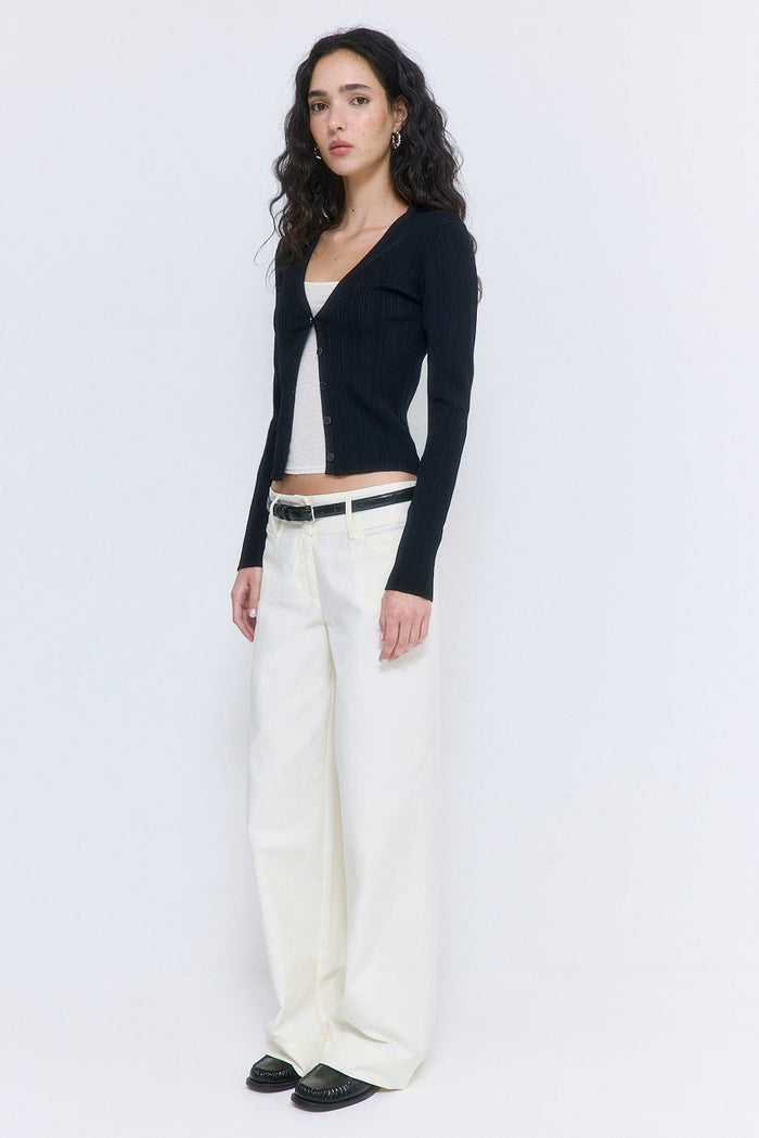 Ribbed V Neck Cardigan