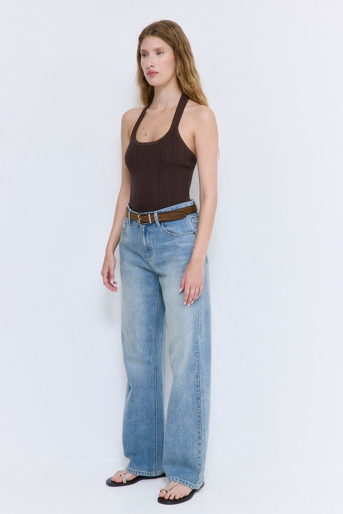 Ribbed Halter Neck Tank Top