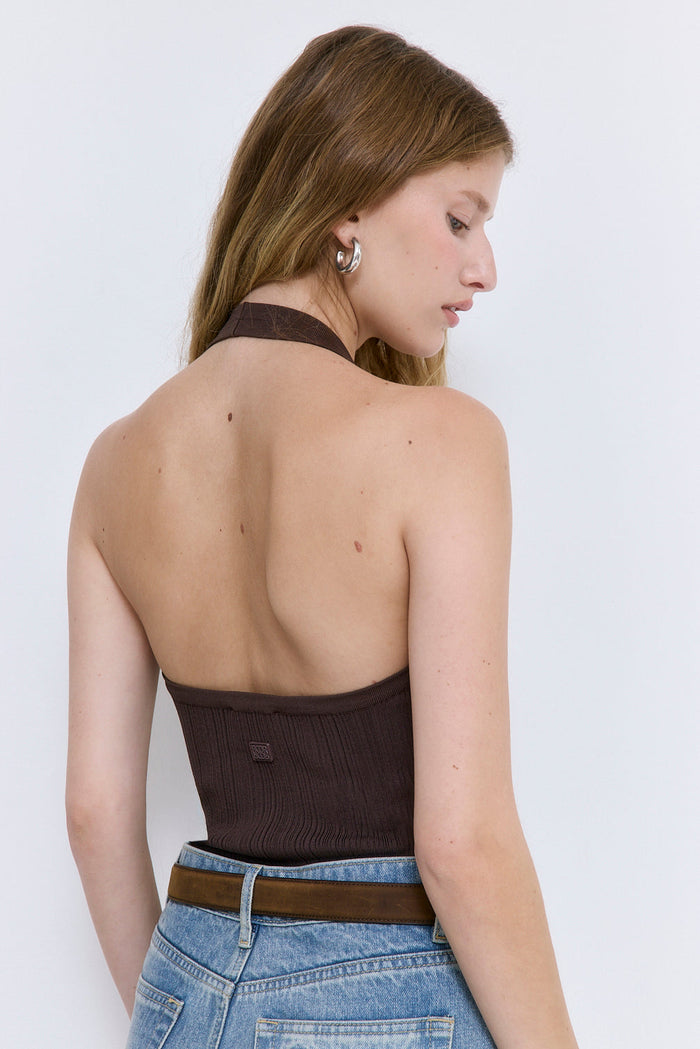Ribbed Halter Neck Tank Top